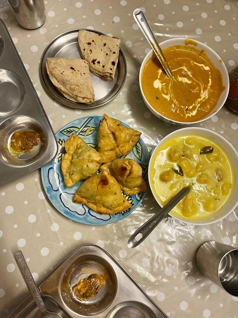 East Indian thali prepared in cooking class Rishikesh