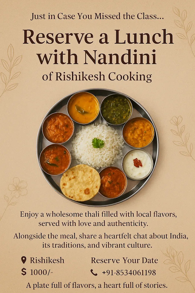 West Indian thali prepared in cooking class Rishikesh